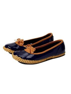 London Fog Duck Shoes Womens 6 Webster Ballet Rain Slippers Navy Blue New